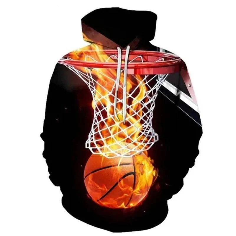 Ball Games 3D Print Hoodie Men's Clothing Long Sleeve Pullover Sweatshirt Basketball Football Cool Pattern Casual Hipster Hoody