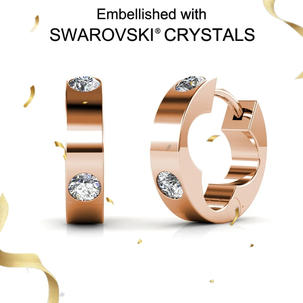 

Daisini Женские серьги-кольца с кристаллами Сваровски, стерлинговое серебро 925 пробы, белое золото 18 карат, ювелирные изделия, подарок для вечеринки, персонализированные