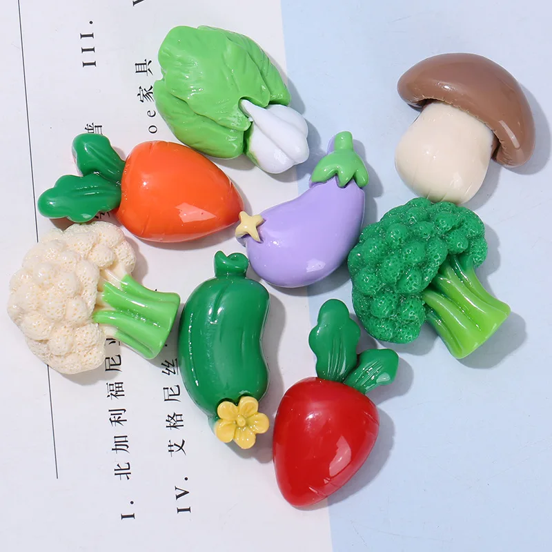 100pcs Cute New Resin Simulation Fruit Vegetable Miniature Art Flatback Cabochon DIY Craft Decoration