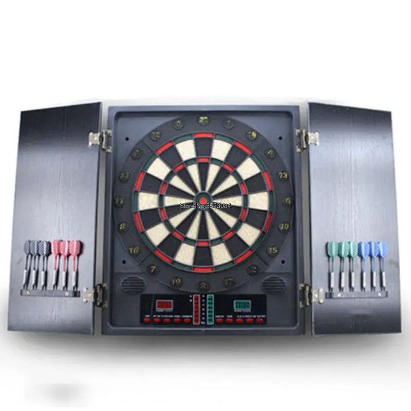 18 Inch Double Leaf Wooden Door Electronic Dart Board 12 Safety Dart Set Electronic Target Board Set