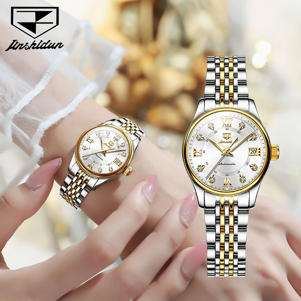 JSDUN New Original Fashion Women\'s Automatic Mechanical Wristwatch Waterproof Calendar Ladies Watch Elegant Luxury Watch Women