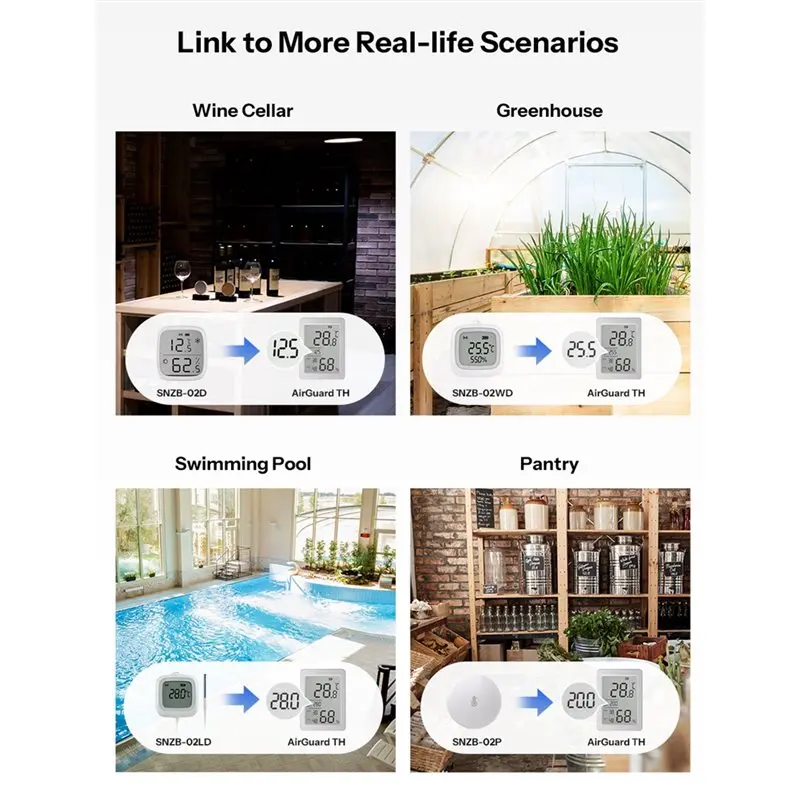 A99E-SNZB-02DR2 Smart Temperature Humidity Sensor With LCD Screen And Stand Real-Time Remote Monitoring Need Zigbee Hub