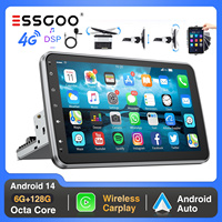 ESSGOO 10.1 Inch 8 Core 6G+128G Carplay 4G Android 14 Car Radio 1 DIN Rotatable Screen GPS NAVI AM DSP USB Wifi with Microphone