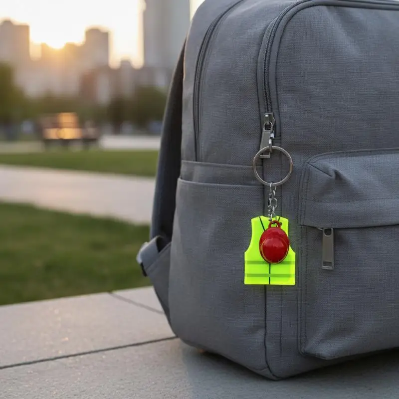 Kreativer Schlüsselanhänger in Form einer Weste und eines Schutzhelms, reflektierender Anhänger für Nachtfahrten, für Rucksack- und Gepäckzubehör – Detail 15