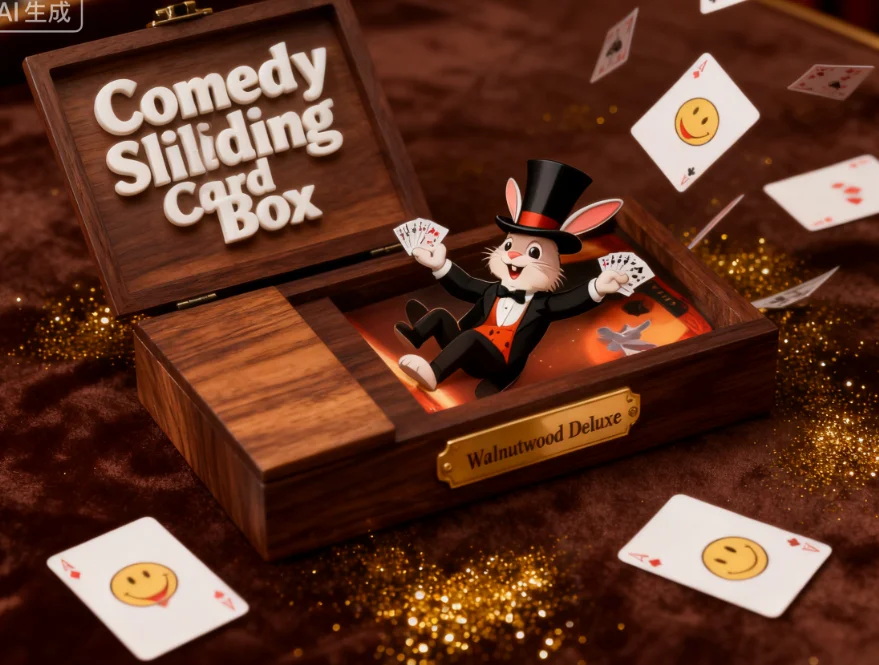 

Walnutwood Deluxe Comedy Sliding Card Box Stage Magic Trick Classic Illusion Props Gimmick for Magicians Tricks Magia