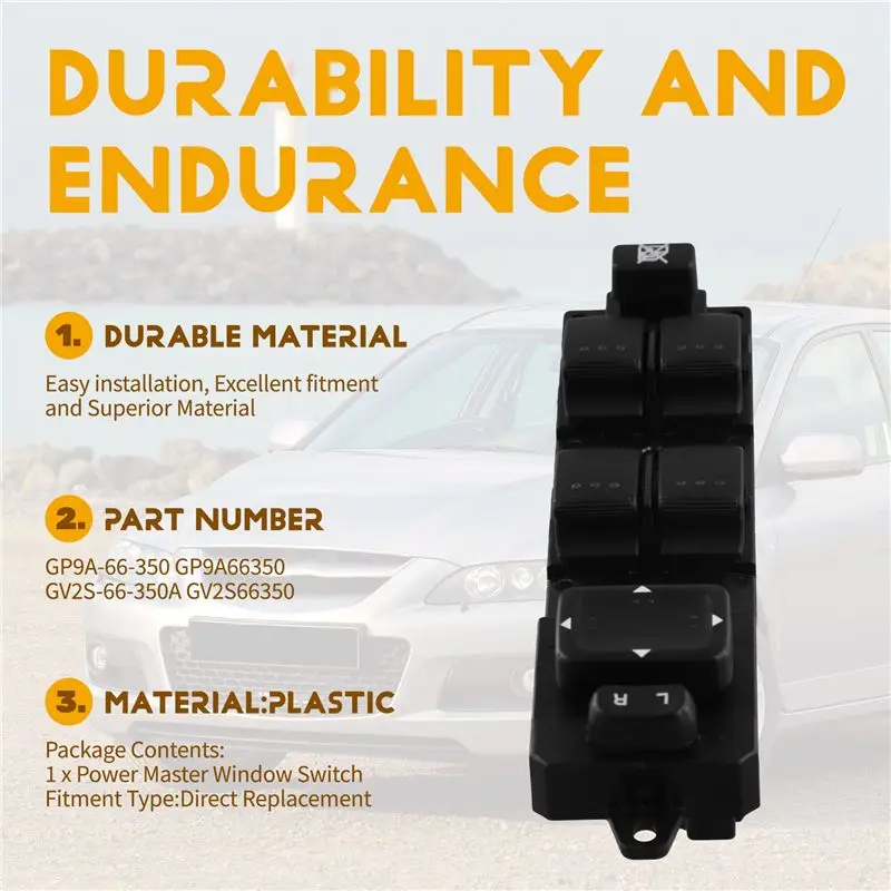 Durable-Power Master Window Switch GP9A-66-350 GP9A66350 GV2S66350 For Mazda 6 2005 2006 2007 Auto Parts Window Lifter Control U