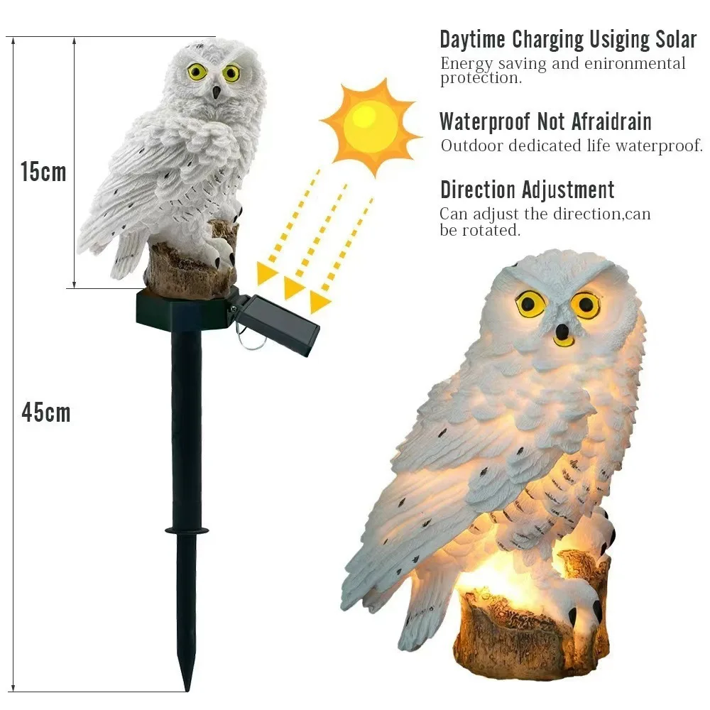 

Amazon solar resin owl LED light, outdoor waterproof ground plug light, courtyard decoration lawn landscape light