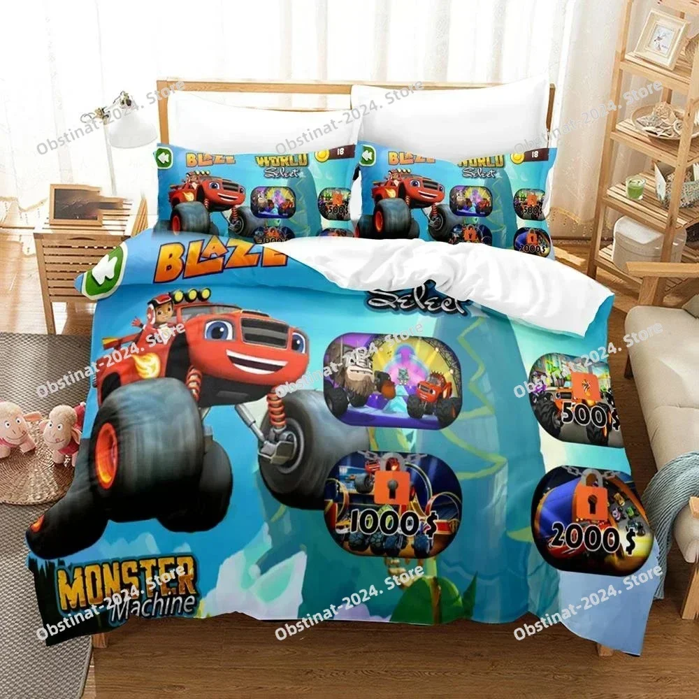 Cartoon Blaze and Monster Machines Speed Bedding set Printed Duvet Cover Pillowcase Single Double Queen Super King Size Sets