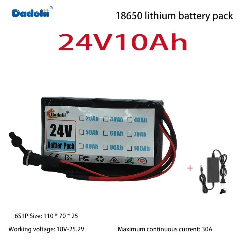 حزمة بطارية ليثيوم 24V10Ah 6S1P، خلايا بطارية جديدة مع 1200 رسوم وعمر ممتد #3
