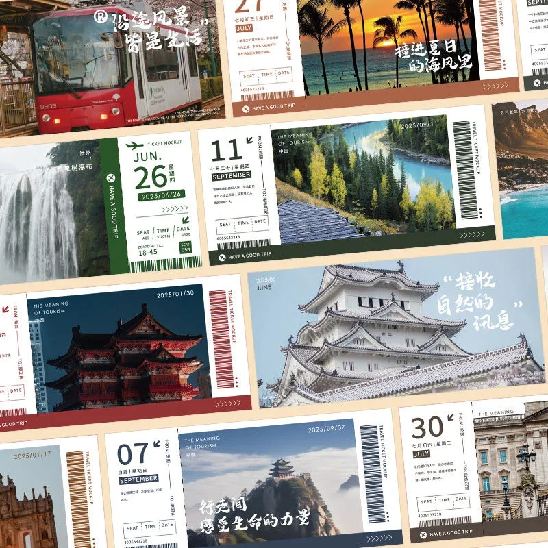 2025 Travel Calendar 2025 Natural Scenery Desk Calendar Check-in Travel Ticket Creative Calendar Gifts Journey To Find Light