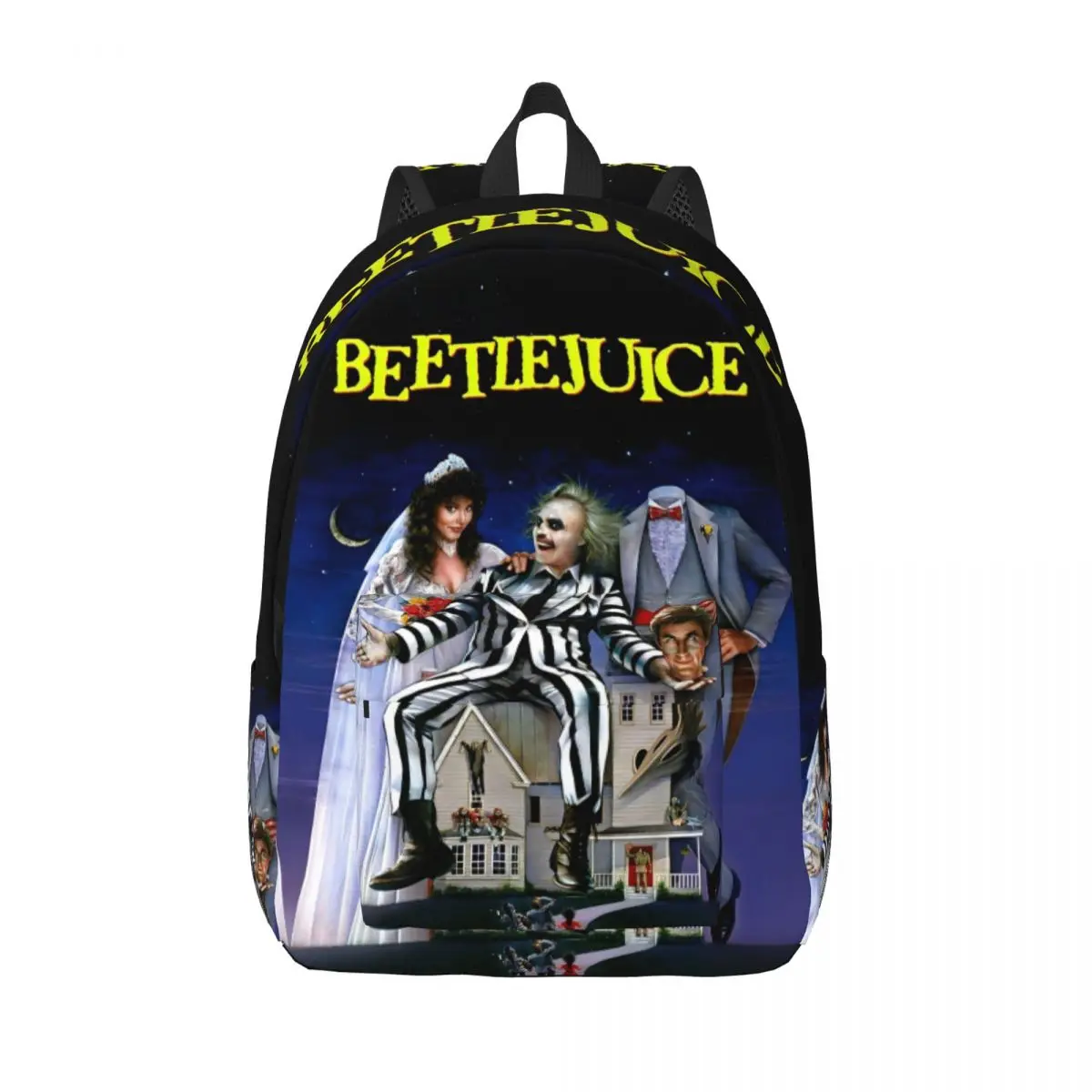 B-Beetlejuice Spooky Movie Backpack Men Women Teenage High School Work Daypack Halloween Horror Laptop Computer Shoulder Bag