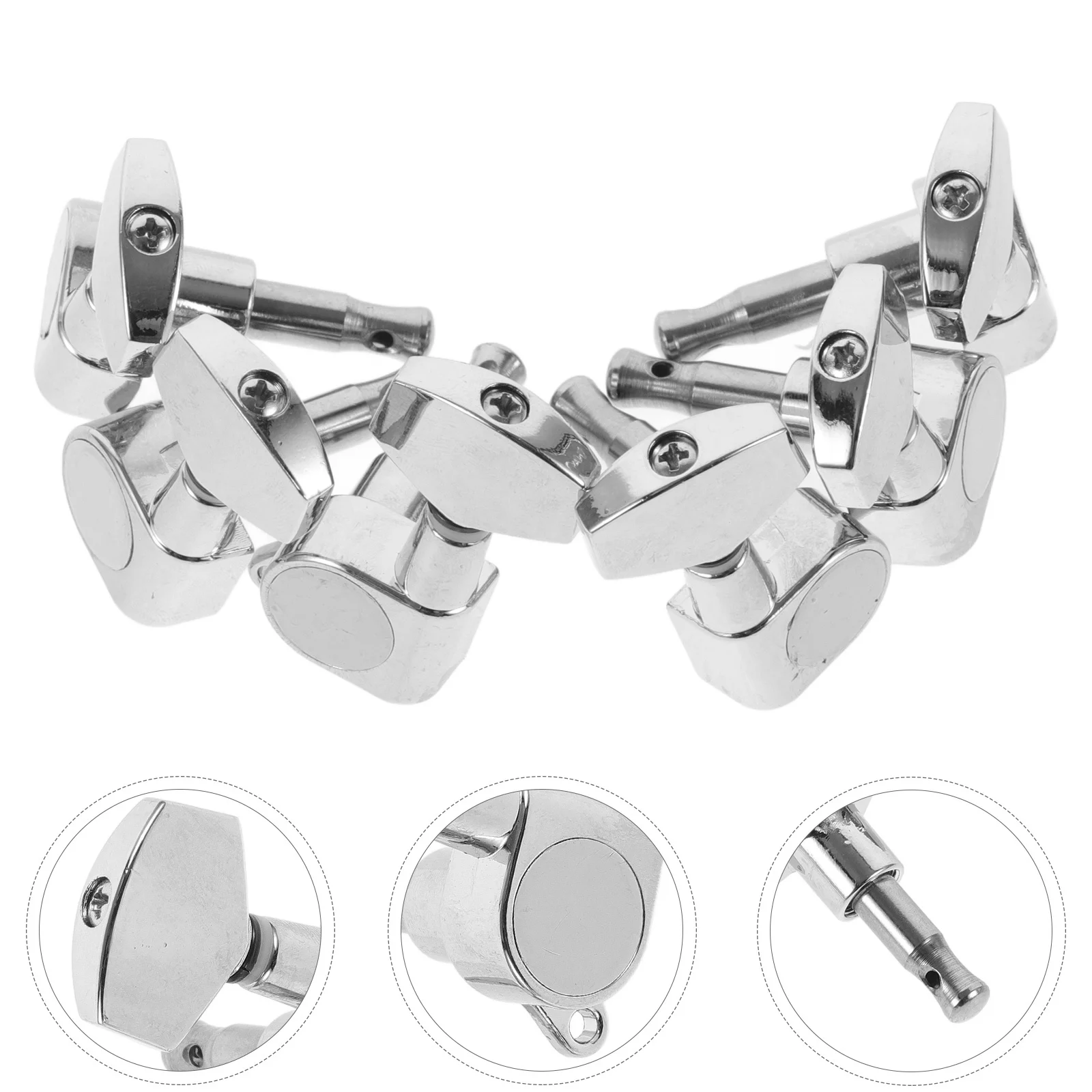 

6Pcs Full Closed Guitar Tuning Keys Large Handle Precise String Tension Reliable Performance Long Term Use Silver