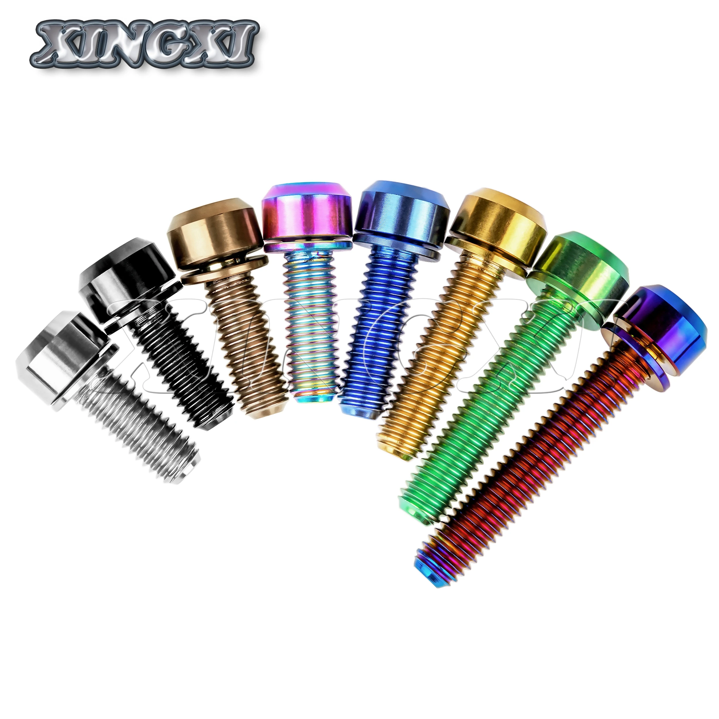 Xingxi  Titanium Bolt M5/M6x16 18 20 25 30 35mm With Washer For Bicycle Srew Disc Brake Stem Clamp Bike Accessories Fasteners