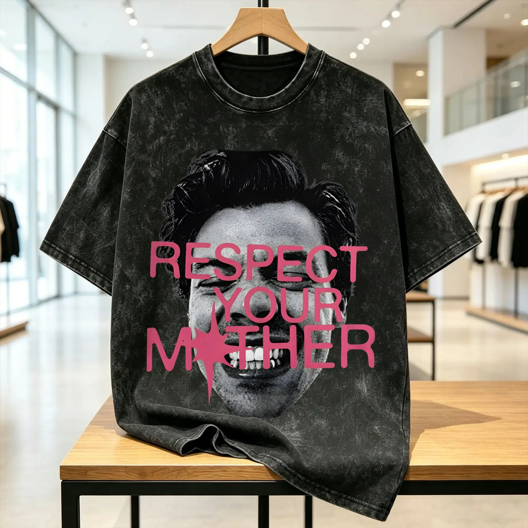 Unique Respect Your Mother Harry Styles  T-Shirt for Men Crewneck Pure Cotton Washed T Shirt  Short Sleeve Tees Clothes