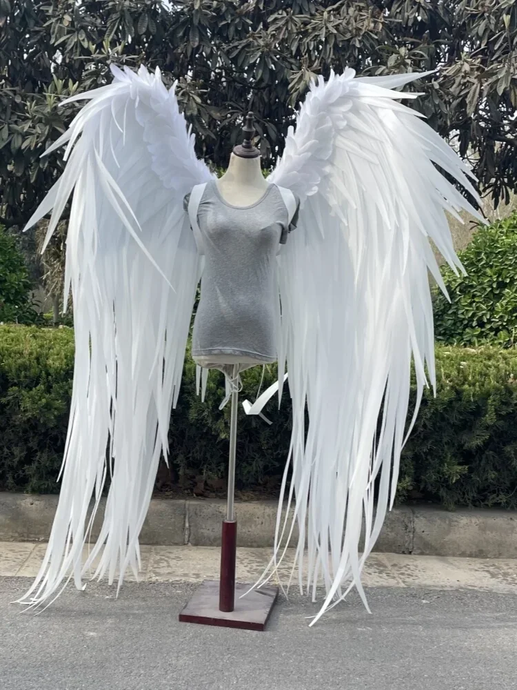جديد الأبيض أجنحة الملاك الرقص الدعائم سوان محاكاة ريشة استوديو اطلاق النار صور كوس الأجهزة الزخرفية