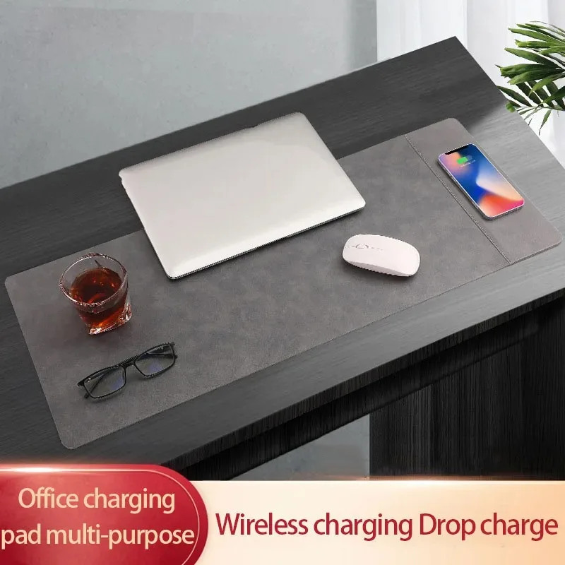 

Многофункциональный офисный беспроводной коврик для мыши с быстрой зарядкой для мобильного телефона 15 Вт, большой и длинный настольный коврик, водонепроницаемый беспроводной коврик для мыши