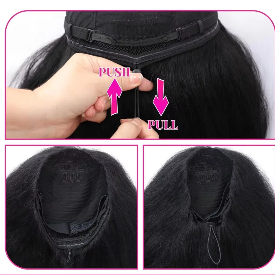 Fotografia 7: Peruca de Cabelo Humano Crespo Liso de 30 Polegadas, Sem Cola, com Linha do Cabelo Invisível e Alça Invisível Flip Over