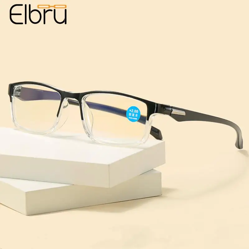 

Elbru Anti Blue Light Computer Reading Glasses Women Men Retro Fashion Presbyopic Reading Eyeglasses Sqaure Frame Eyewear +1to+4