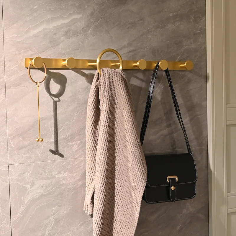 Nordic Light Luxury Brushed Gold Clothes Hook Entering the Entrance, Clothes, Hats, Hangers, Bathroom