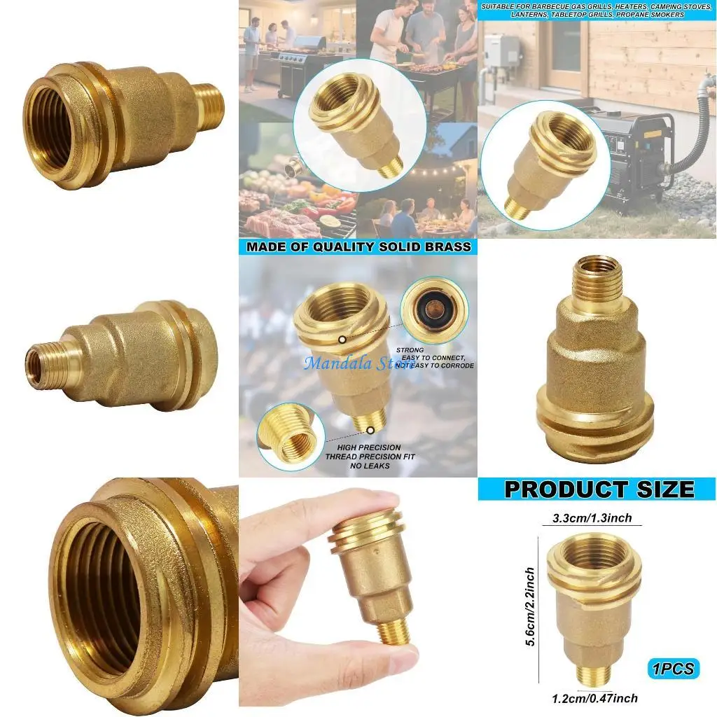 U2JC Brass Coupling 1/4 Male Thread Propane Gas Line Accessory Simple Installs