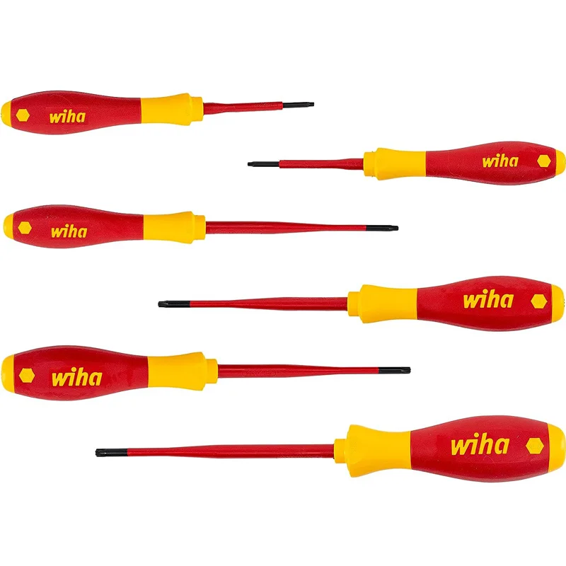 Wiha 35389 Screwdriver Set for Home Use SoftFinish Electric SlimFix 6 Piece Slotted Phillips Tools Set 1000V VDE Insulated