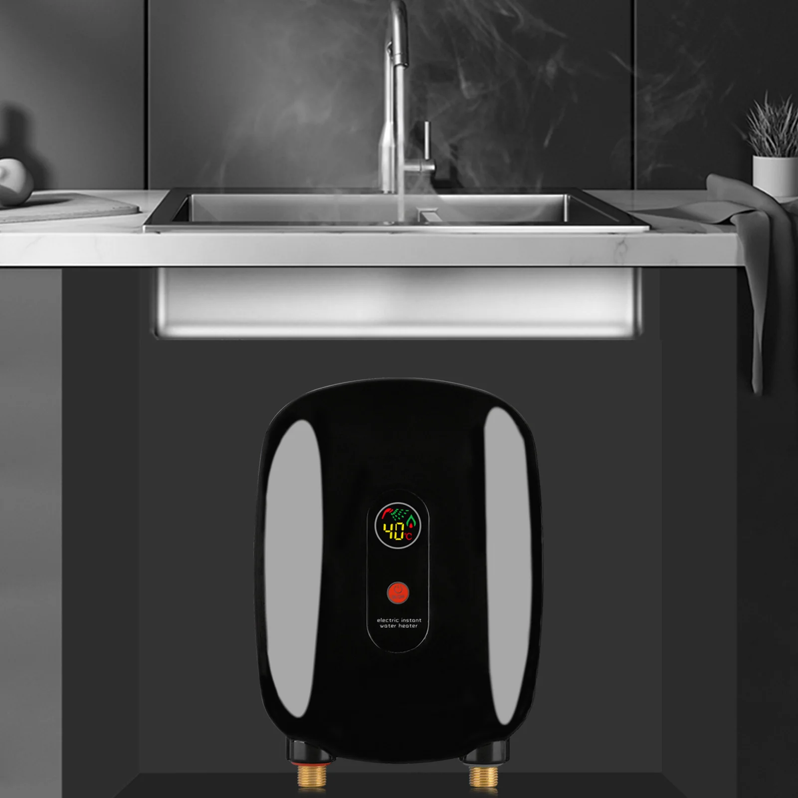 

110V 3000W Mini Electric Tankless Instant Hot Water Heater with LCD Display Kitchen
