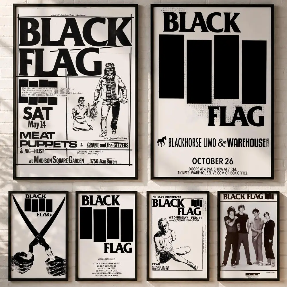 Punk Band Black Flag Poster HD poster wall art self-stick no-residue for home cafe office great gift