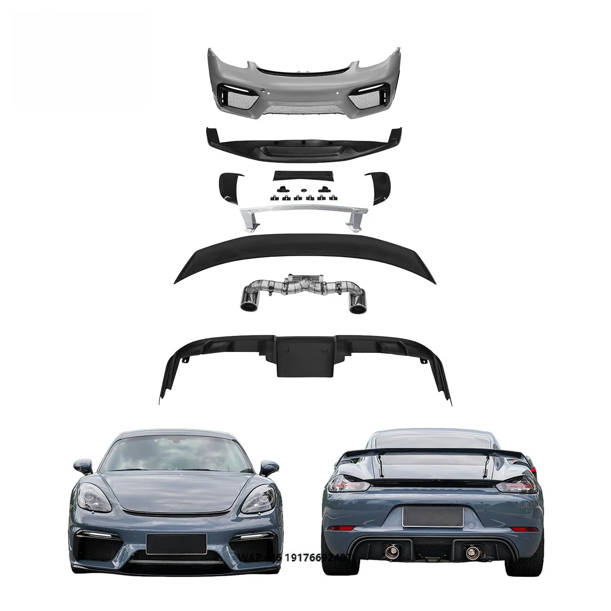 

New for Style Front Bumper Body Kit Spoiler Grille Bolt-On Installation PP Material for 2017-2023 for 718 Boxster