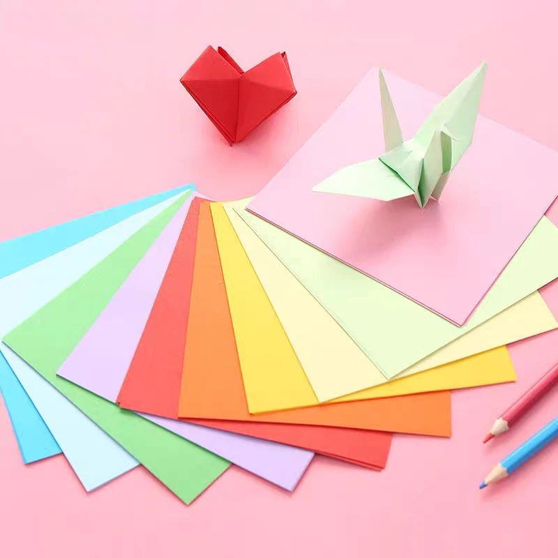 100pcs 10 สี Origami กระดาษสแควร์พับสองด้าน Lucky WISH กระดาษ Crane CRAFT DIY ที่มีสีสัน Scrapbooking