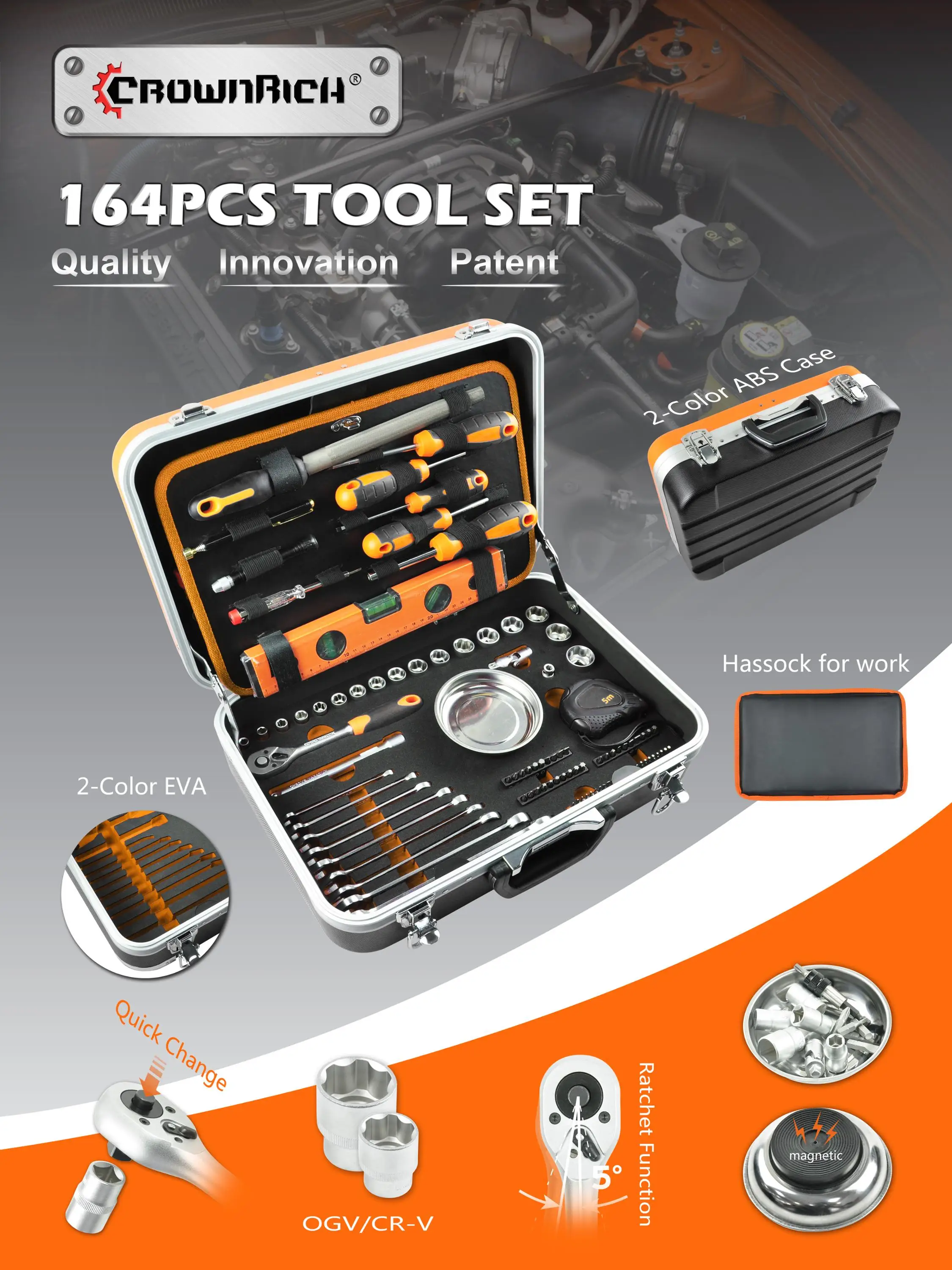 CROWNRICH 112pcs Aluminium Tool Set - Shanghai Top Quality Big Professional Bicycle Mechanical Hand Tools Kit Set