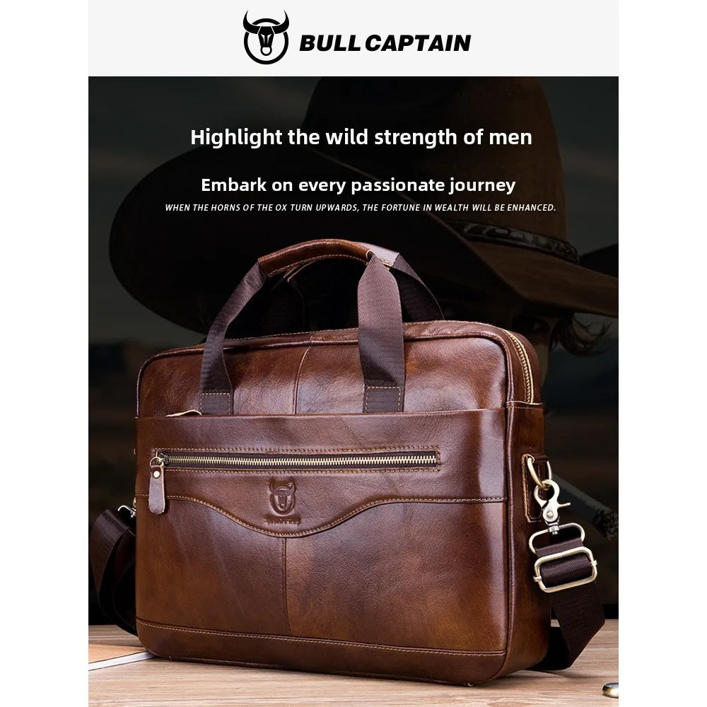 

Кожаный портфель для ноутбука 2025 года, мужская натуральная сумка через плечо на одно плечо, деловая официальная рабочая сумка из воловьей кожи с верхним зерном