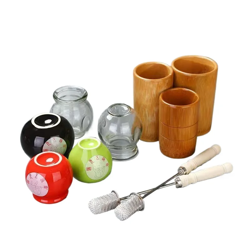 

5PCS Ceramic Vacuum Cupping/Ignition Stick/cotton Ball,for Health Care Anti Cellulite Body Back Massage Guasha Relief Fatigue