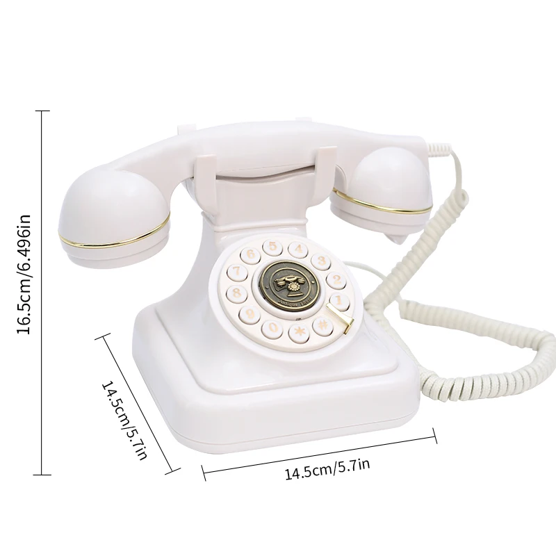 Retro wired landline telephone vintage antique home office telephone set classical art deco appearance large case clear call