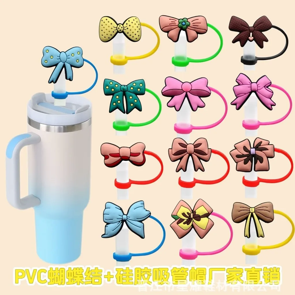 16pcs NEW Cute bow tie series straw cap for DIY personalized silicone straw plug to prevent dust Straw cap suitable for cups