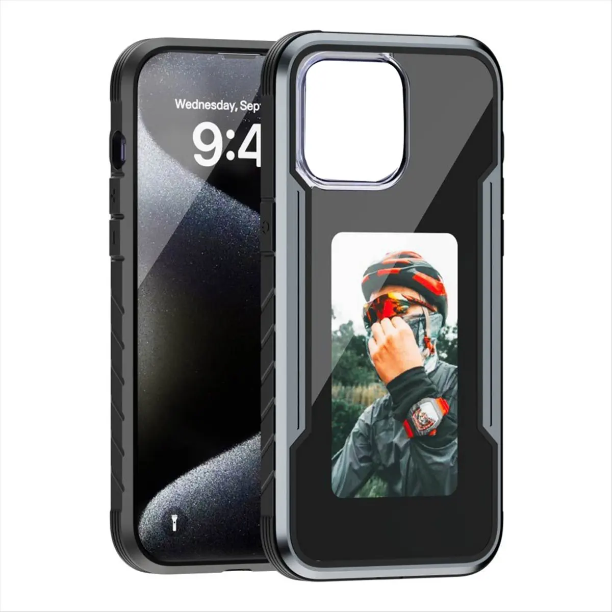 【ABODE】Smart NFC EInk Screen DIY Phone Case Custom Refesh Screen Display Mobile Phone Case Cover for IPhone15Pro Max Black