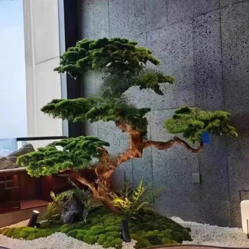 Artificial Greeting Pine Pine Tree Podocarpus Macrophyllus Large Fake Trees Green Plant Landscape Hotel Hallway Landscape