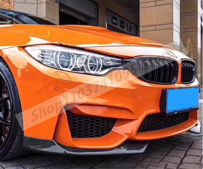 3PCS Real Carbon Fiber Front Bumper Splitters Cup Flaps Lid Spoiler Lip For BMW F80 F82 F83 M3 M4 2014-2020 AC Style