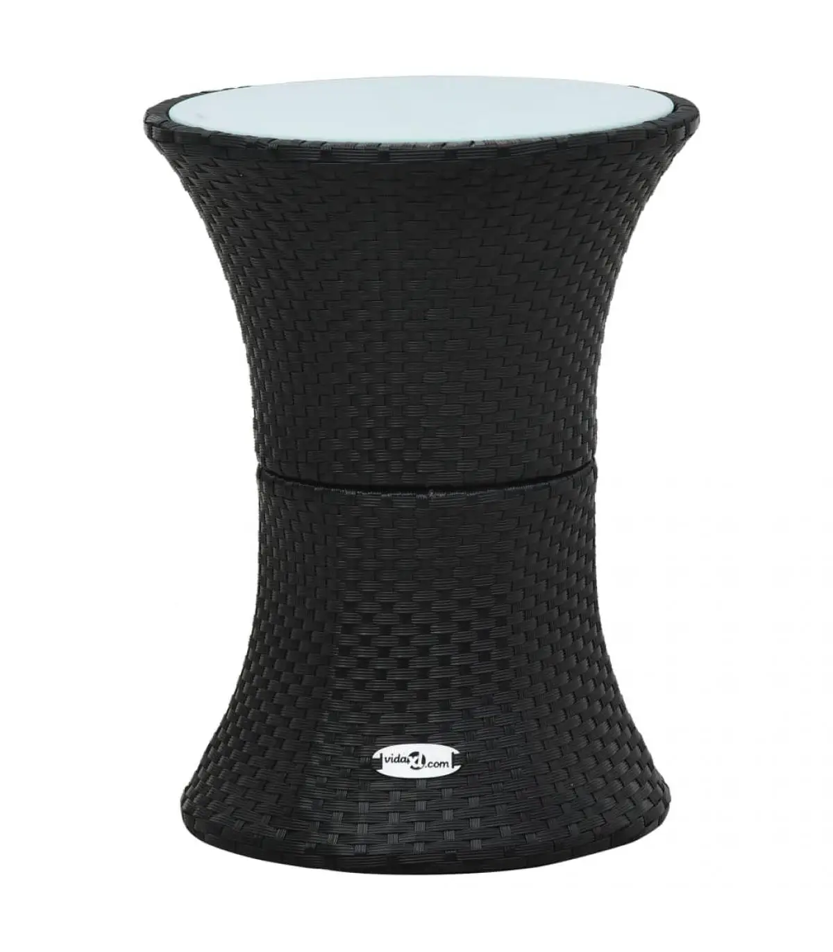 Garden tables black synthetic rattan drum-shaped garden table