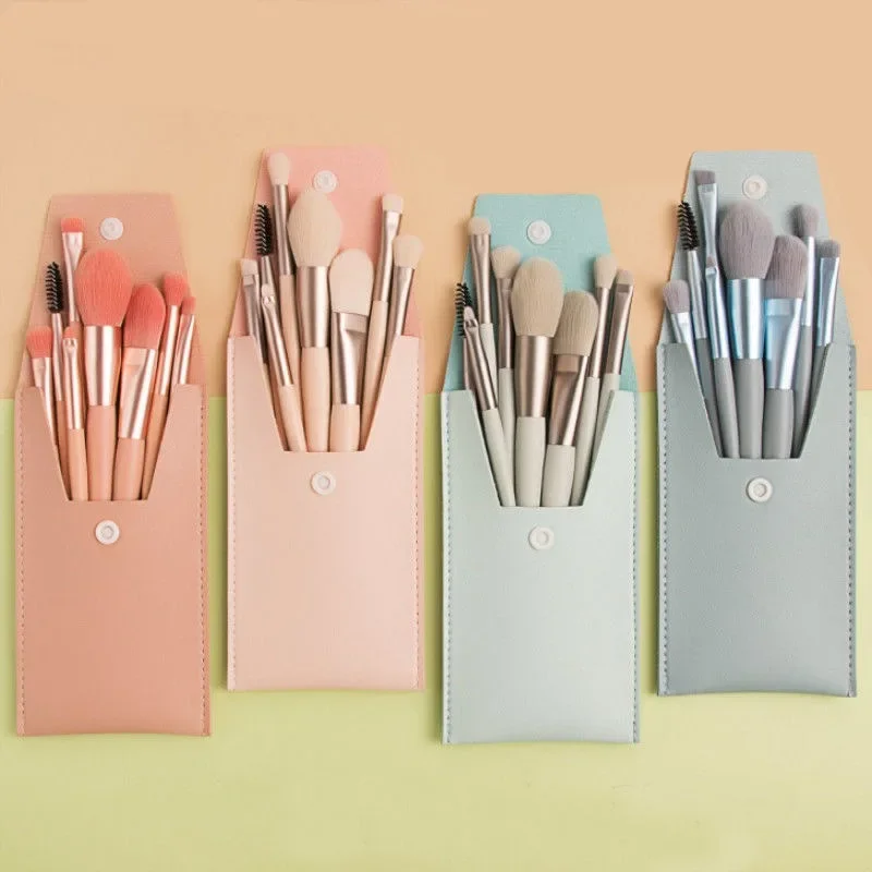 8-Piece One Set Mini Brush Makeup Bag ，Portable Concealer Powder Brush Set Soft Fur Make-up Tool