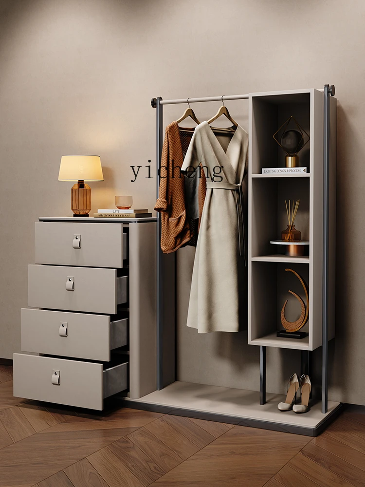 XL Coat Rack Chest of Drawers Integrated Bedroom High-End Leather Stainless Steel Hanger Locker