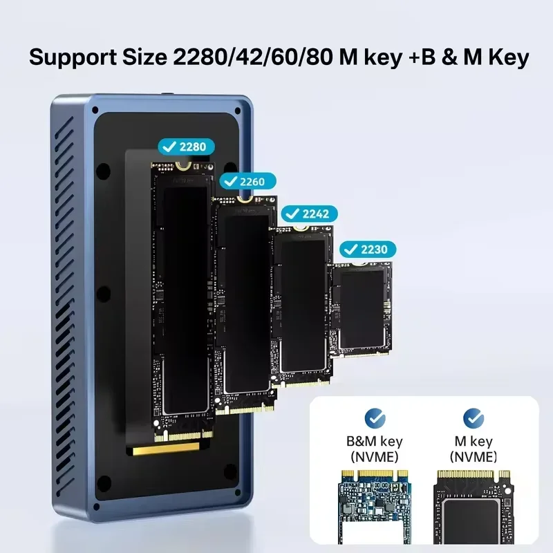 Корпус для твердотельного накопителя Acasis 40 Гбит/с USB4.0 с вентилятором охлаждения для M.2 NVMe | Совместим с USB 3.2/3.1 и MacBook Pro/Mac Mini и ноутбуками