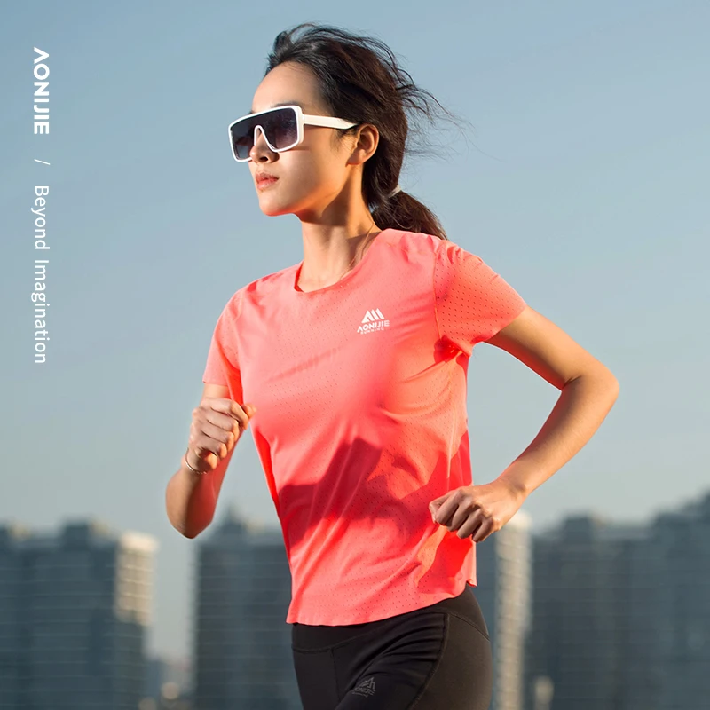 AONIJIE FW6191 Women Quick Drying Sports T-shirt Sports Outdoor Breathable Running Fitness Quick Dry Crew Neck Top