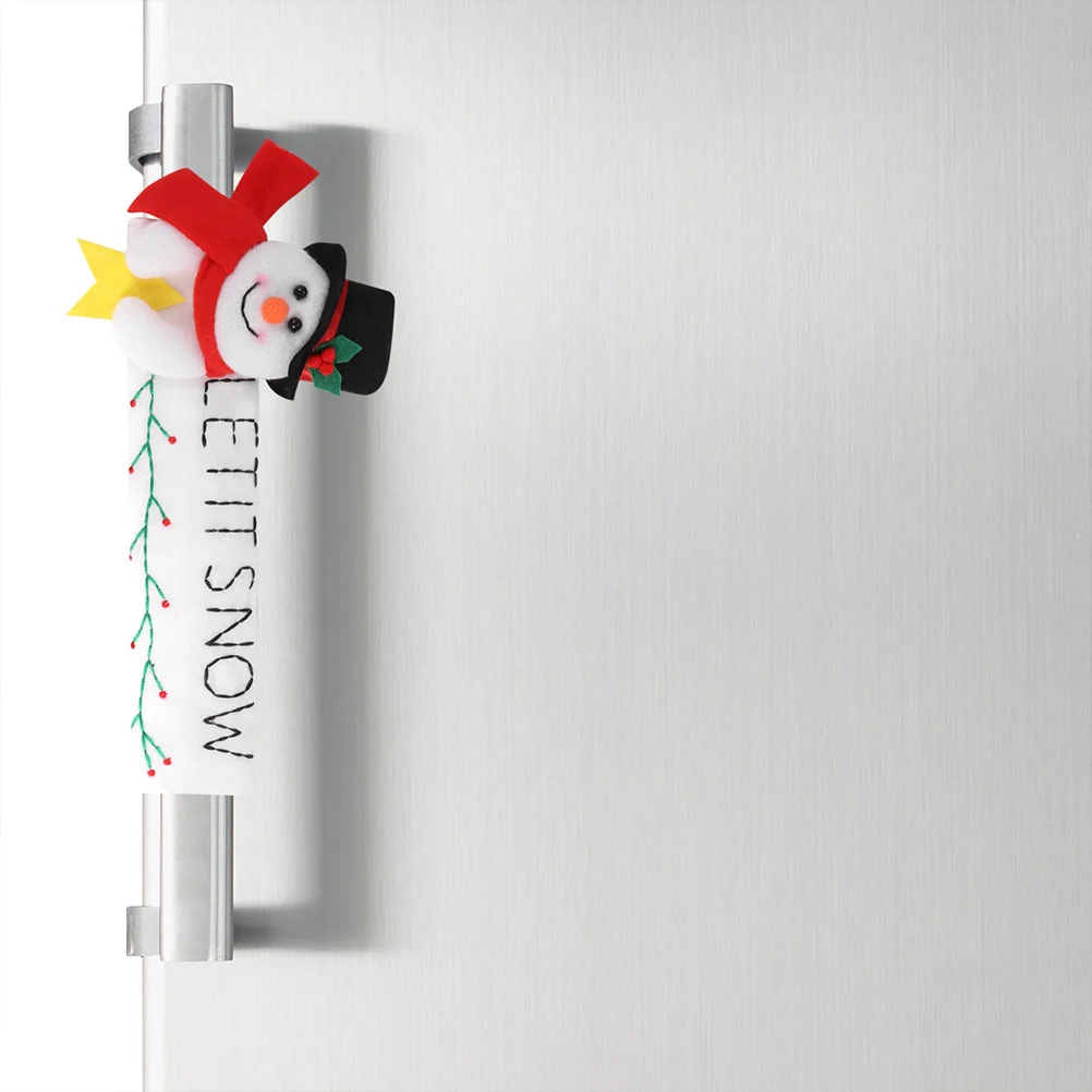 

4Pcs Snowman Handle Cover Festive Holiday Design Waterproof Fingerprints Proof for Kitchen Appliances Door Knob Covers Christmas