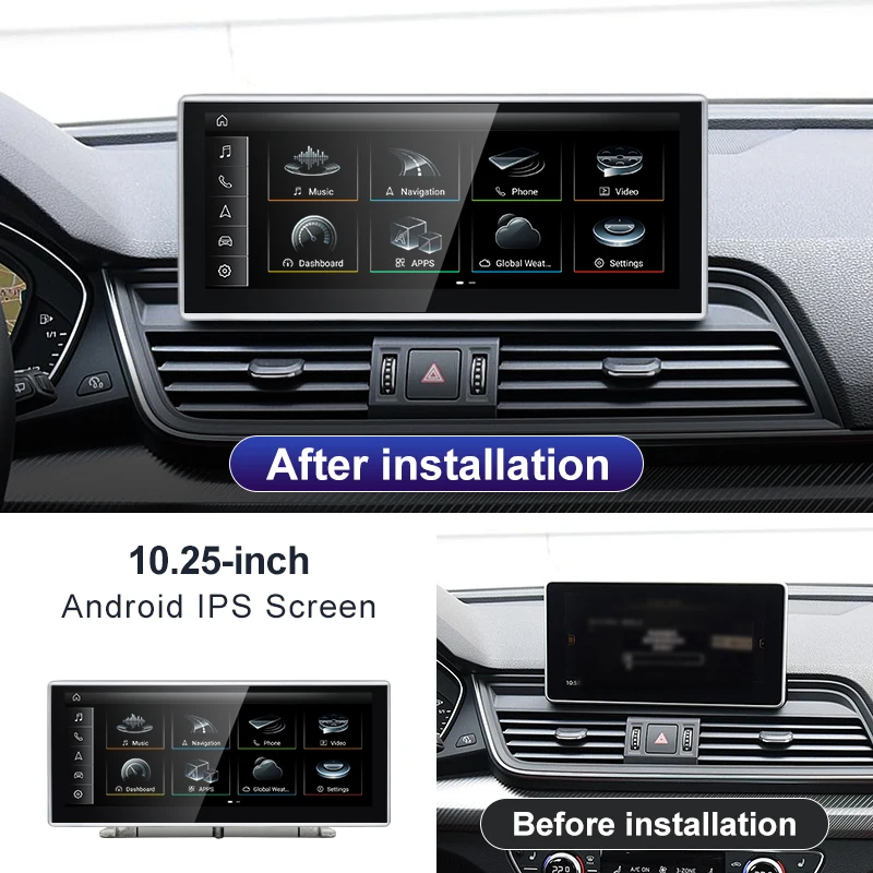 STWEI Qualcomm Snapdragon 680 6225 Silvery 2.4GHz Wireless CarPlay Auto For AUDI Q5 Car Multiledia Players Video GPS Bluetooth
