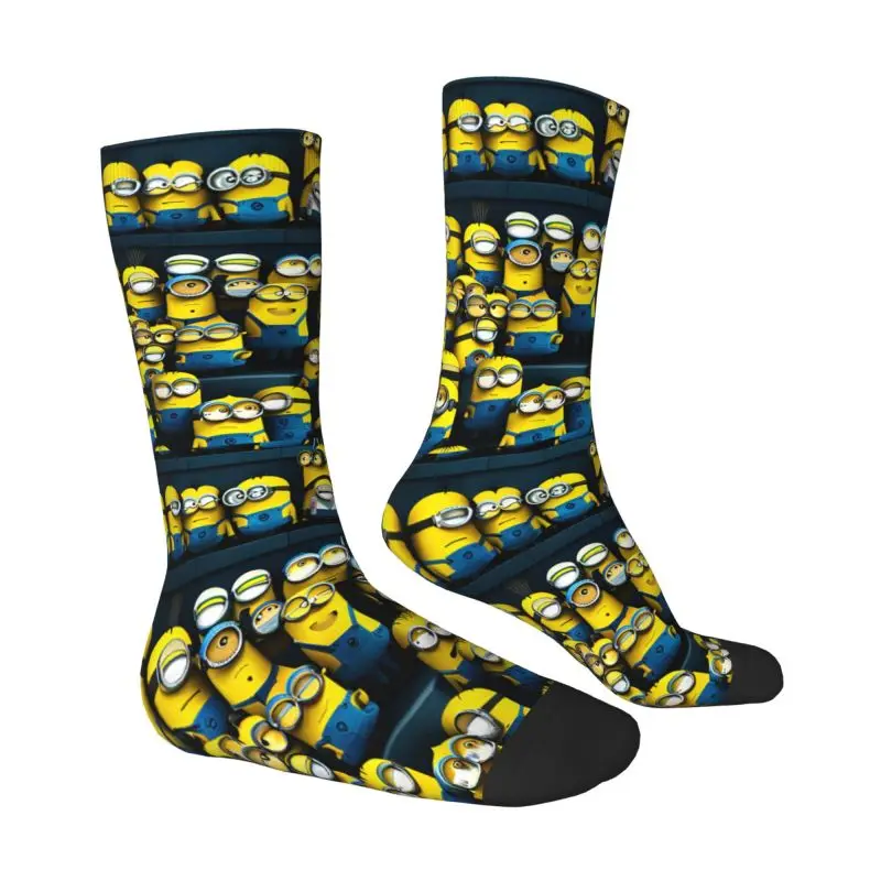 Custom Laughing M- Minions Cartoon Dress Socks Men Women Warm Fashion Crew Socks