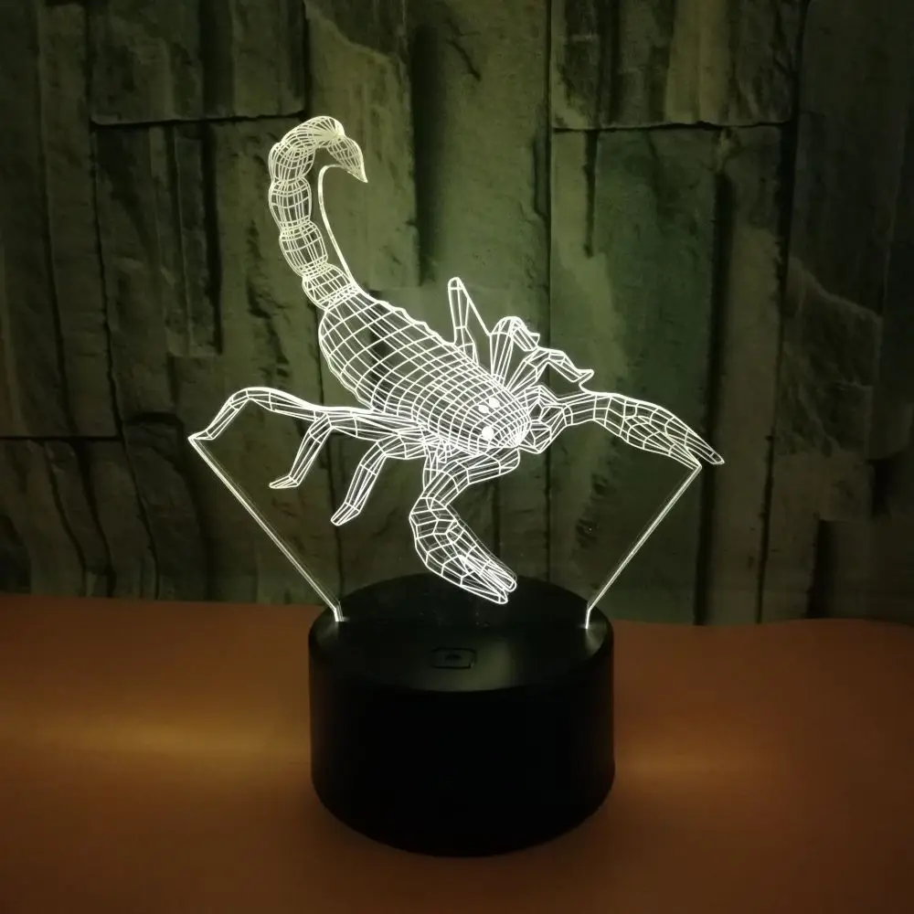 Ночник Nighdn Scorpion 3D, USB, 7 цветов, меняющий цвет, настольная лампа, подарок на день рождения для детей, ночник, декор комнаты