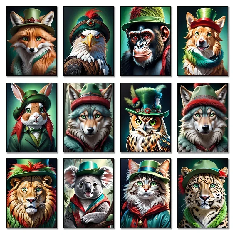 

Abstract Wild Animal Owl Monkey Rabbit Lion Penguin Animal Classic Poster Diamond Paintings Wall Art HD Pictures Room Home Dec