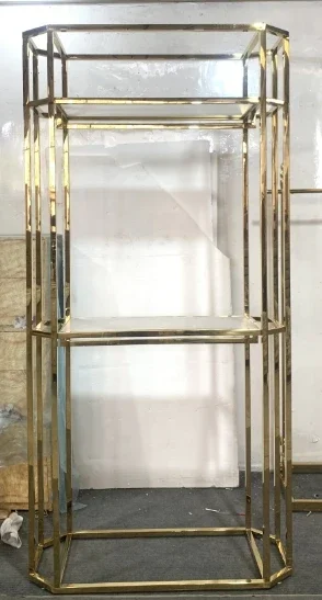 Custom Fashion Wedding Gold Stainless Steel Display stand Boutique Furniture shop bridal dress display Rack For clothes store