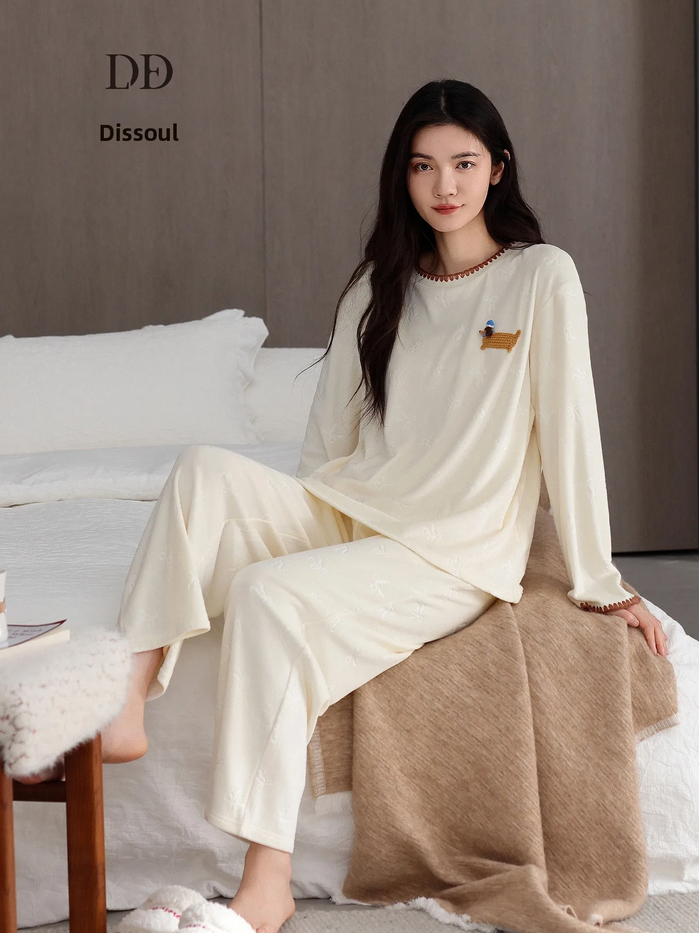 island-velvet-women's-spwear-double-sided-thin-velvet-home-clothes-long-sve-round-ne-soft-polyester-fiber-thermal