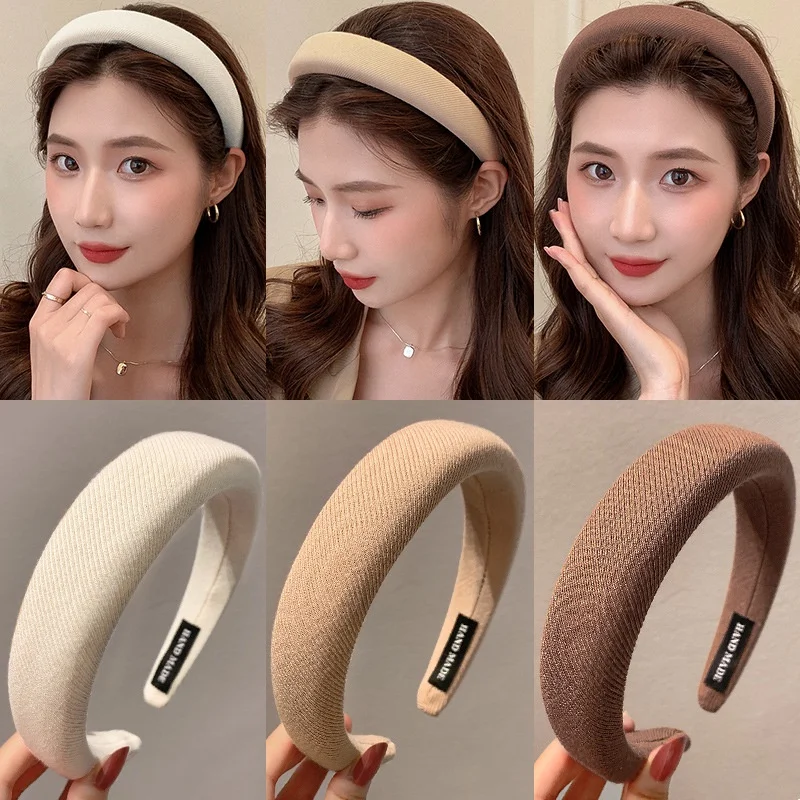 

Coffee color series sponge headband for women simple temperament solid color thickened hair band Fashion Hair Accessories
